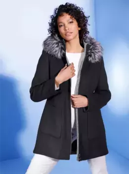 Длинная куртка с капюшоном, черный