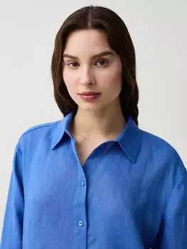 Длинная льняная рубашка с разрезом Ovs, цвет blu bluette