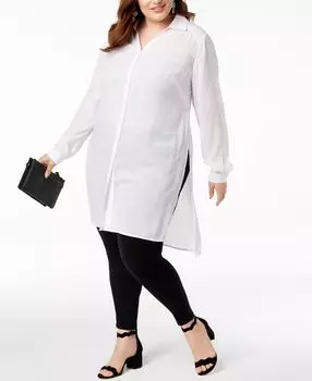 Длинная льняная туника больших размеров, созданная для macy's INC International Concepts, белый
