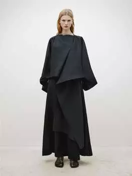 Длинная льняная юбка Massimo Dutti, черный