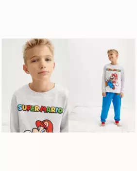 Длинная мальчишеская пижама Cotton Juice, чёрный