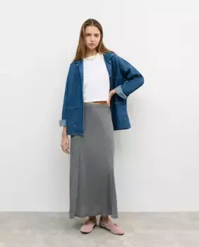 Длинная однотонная юбка Brownie, серый