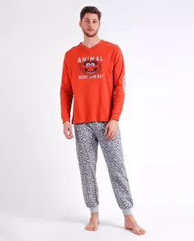 Длинная оранжевая трикотажная мужская пижама Disney, оранжевый