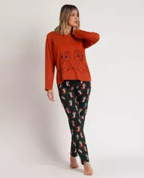 Длинная оранжевая женская вязаная пижама Disney