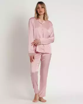 Длинная открытая свадебная пижама со съемными перьями Admas, розовый