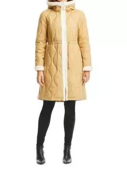 Длинная Парка Kate Spade New York с отделкой из искусственной овчины, camel