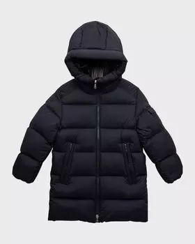 Длинная парка Marat с полосатой отделкой для мальчика Moncler, цвет 56-776 Navy