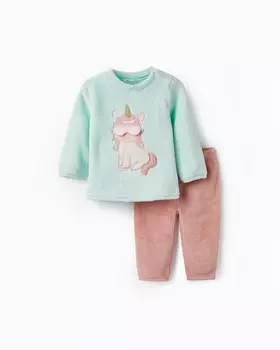 Длинная пижама для девочки из двух частей с мягкой подкладкой. Zippy, бирюзовый