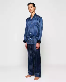 Длинная пижама для мужчин в полоску Mirto, темно-синий
