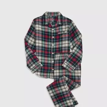 Длинная пижама из клетчатой фланели Gap, белый