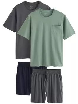 Длинная пижама Next, цвет Grey/Green/Black