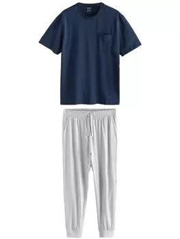 Длинная пижама Next, цвет Navy/Grey