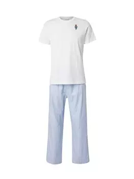 Длинная пижама Polo Ralph Lauren, цвет Light blue/White