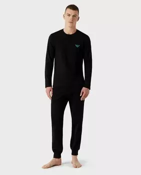Длинная пижама простой вязки Emporio Armani, черный