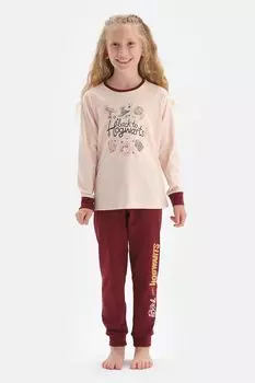 Длинная пижама с фигурным принтом Dagi, бургундия