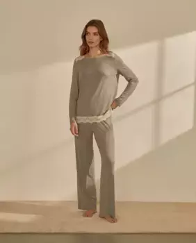 Длинная пижама с женскими деталями nfasis, антрацит