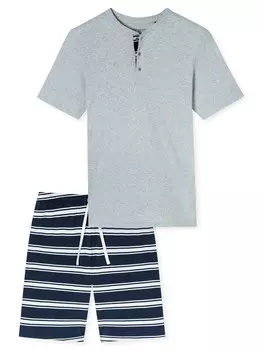 Длинная пижама SCHIESSER Casual Nightwear, цвет Dark blue/Light grey