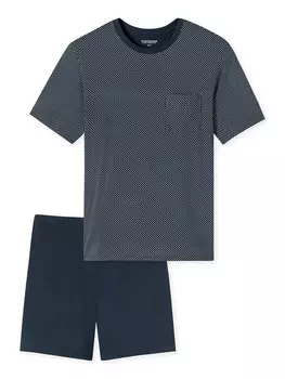 Длинная пижама SCHIESSER Long Pajamas Schlafanzug kurz - Comfort Essentials, ночной синий
