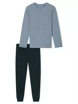 Длинная пижама SCHIESSER Schlafanzug lang - Casual Essentials, ночной синий