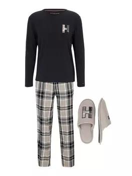 Длинная пижама Tommy Hilfiger Underwear, бежевый/черный