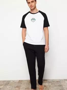 Длинная пижама Trendyol Long Pajamas, черный/белый