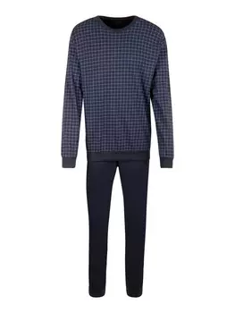 Длинная пижама uncover by SCHIESSER, цвет Navy/Cyan blue