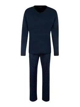 Длинная пижама uncover by SCHIESSER, цвет Night blue/Cyan blue