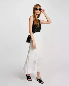 Длинная плиссированная расклешенная юбка Morgan, цвет Crudo