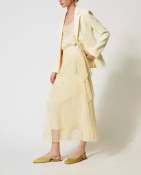 Длинная плиссированная юбка из тюля Twinset, желтый