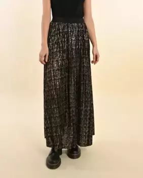 Длинная плиссированная юбка с принтом Molly Bracken, черный