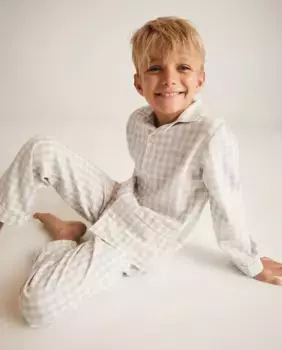 Длинная плоская пижама для мальчика на пуговицах Cotton Juice, белый