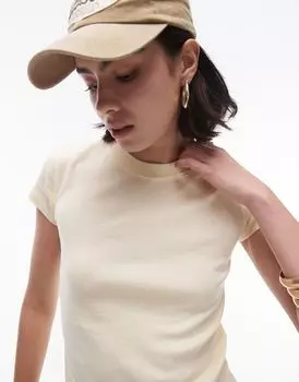 Длинная повседневная футболка Topshop лимонного цвета