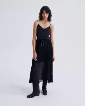 Длинная прозрачная юбка со складками IKKS, черный