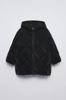 Длинная пуховик ZARA, черный