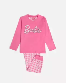 Длинная розовая вязаная пижама для девочки Barbie