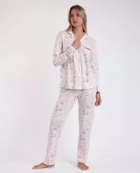 Длинная розовая женская вязаная пижама Admas