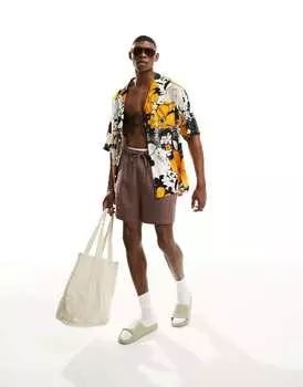 Длинная рубашка для боулинга с цветочным принтом в стиле 70-х ASOS DESIGN Revere