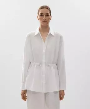 Длинная рубашка из 100% льна с регулируемой талией Oysho, белый