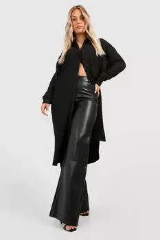 Длинная рубашка плюс с текстурой Boohoo, черный