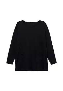 Длинная рубашка с накладными карманами Sheego, черный