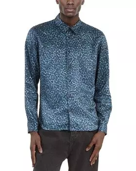 Длинная рубашка с принтом и пуговицами The Kooples, синий