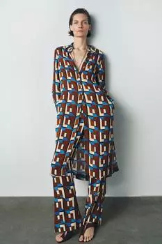 Длинная рубашка с принтом ZARA, цвет Printed
