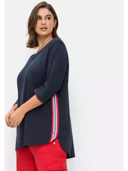 Длинная рубашка Sheego "больших размеров", с галлонными полосками сбоку, синий