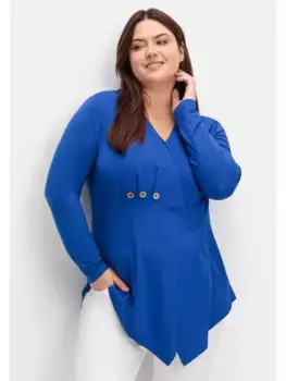 Длинная рубашка sheego by Joe Browns "больших размеров", с запахом, с декоративными пуговицами, синий