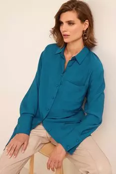 Длинная рубашка в деловом стиле Next, синий