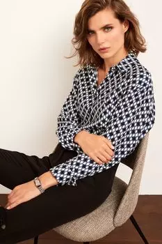 Длинная рубашка в деловом стиле Next, синий