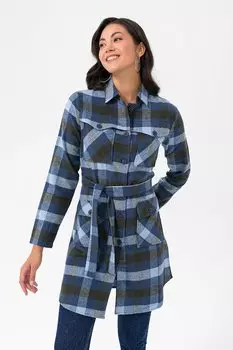 Длинная рубашка в клетку с поясом Felix Hardy, синий