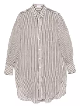 Длинная рубашка в полоску Brunello Cucinelli, белый