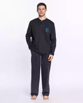 Длинная серая трикотажная мужская пижама Punto Blanco