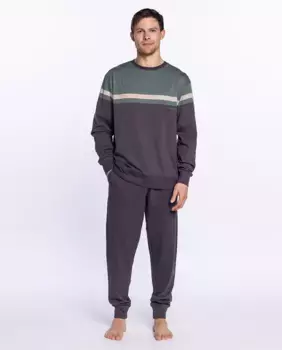 Длинная серая трикотажная мужская пижама Punto Blanco